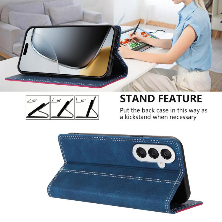 For Galaxy A25 5G Skin Feel Two-tone RFID Blocking Vegan Leather Phone Case