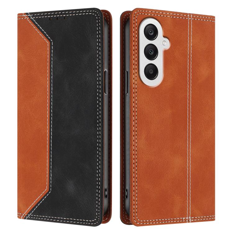 For Galaxy A25 5G Skin Feel Two-tone RFID Blocking Vegan Leather Phone Case