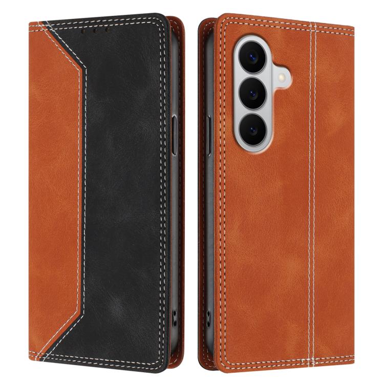 For Galaxy A27 5G Skin Feel Two-tone RFID Blocking Vegan Leather Phone Case