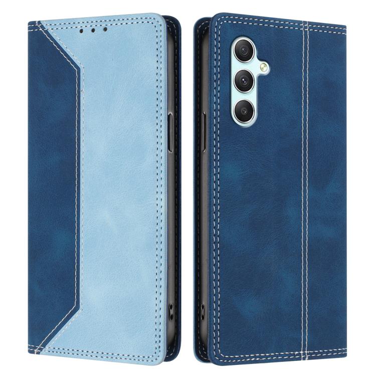 For Galaxy A34 5G Skin Feel Two-tone RFID Blocking Vegan Leather Phone Case