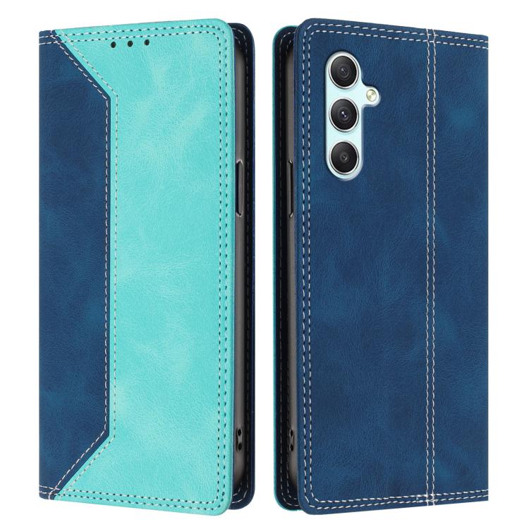 For Galaxy A34 5G Skin Feel Two-tone RFID Blocking Vegan Leather Phone Case