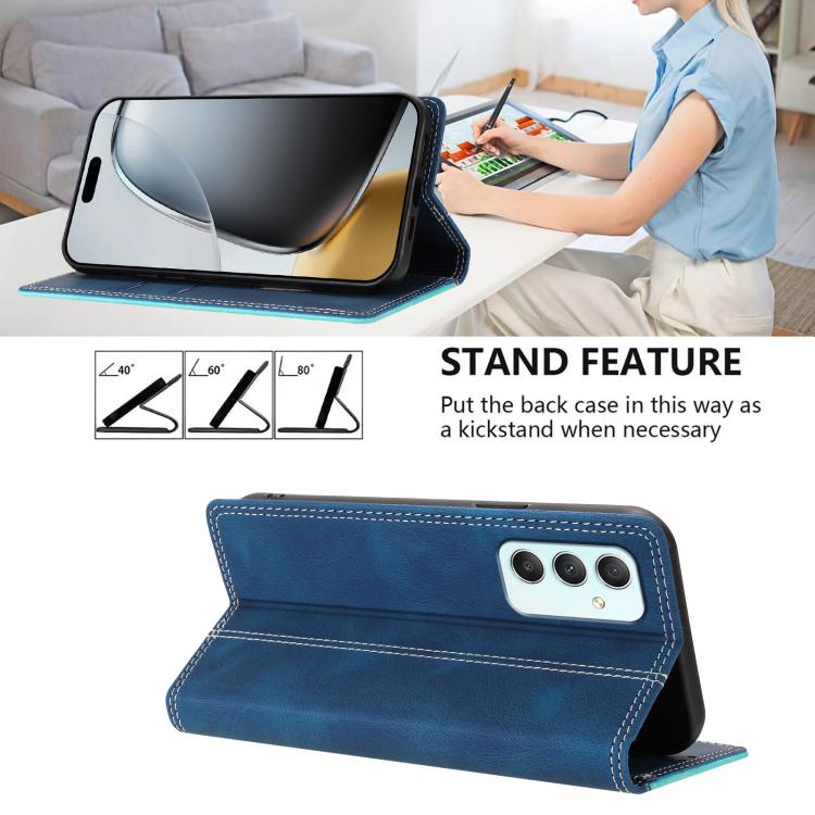 For Galaxy A35 5G Skin Feel Two-tone RFID Blocking Vegan Leather Phone Case