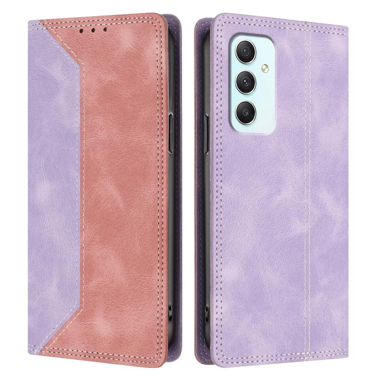 For Galaxy A35 5G Skin Feel Two-tone RFID Blocking Vegan Leather Phone Case
