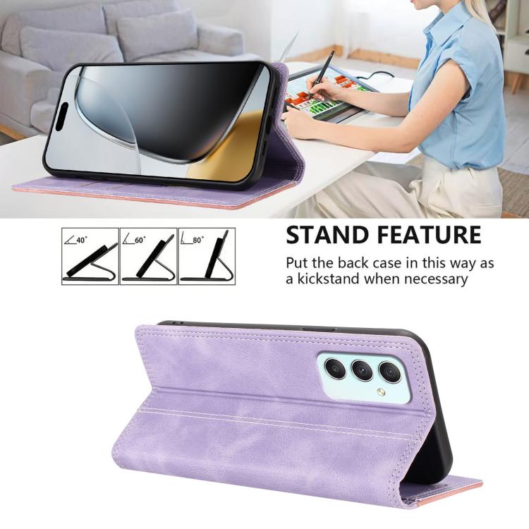 For Galaxy A35 5G Skin Feel Two-tone RFID Blocking Vegan Leather Phone Case