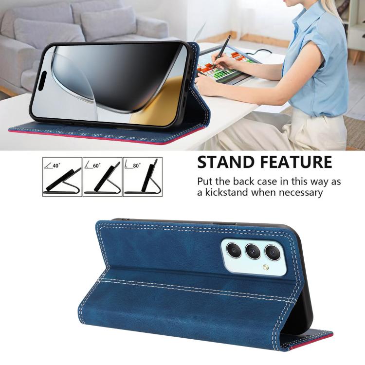 For Galaxy A35 5G Skin Feel Two-tone RFID Blocking Vegan Leather Phone Case