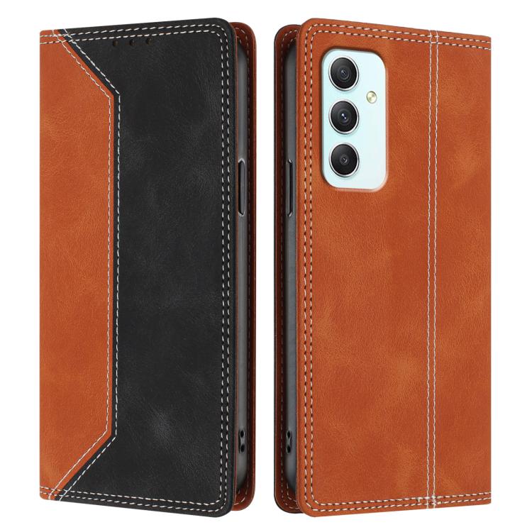 For Galaxy A35 5G Skin Feel Two-tone RFID Blocking Vegan Leather Phone Case