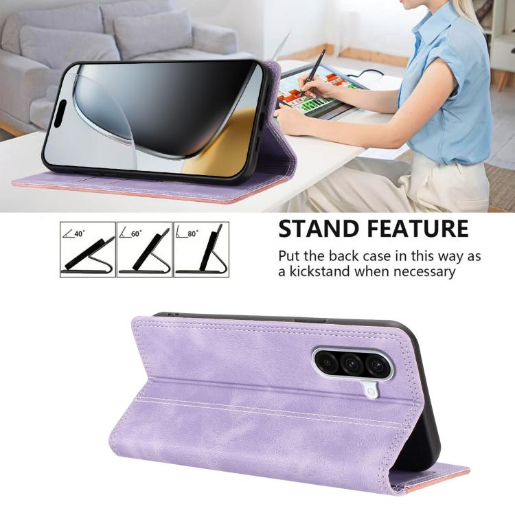 For Galaxy A36 5G Skin Feel Two-tone RFID Blocking Vegan Leather Phone Case