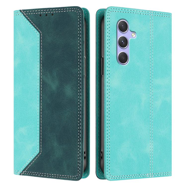 For Galaxy A54 5G Skin Feel Two-tone RFID Blocking Vegan Leather Phone Case