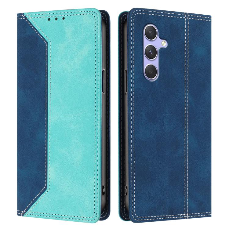 For Galaxy A54 5G Skin Feel Two-tone RFID Blocking Vegan Leather Phone Case