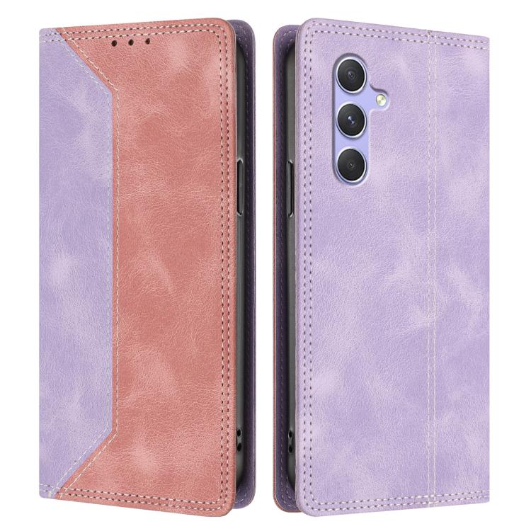 For Galaxy A54 5G Skin Feel Two-tone RFID Blocking Vegan Leather Phone Case