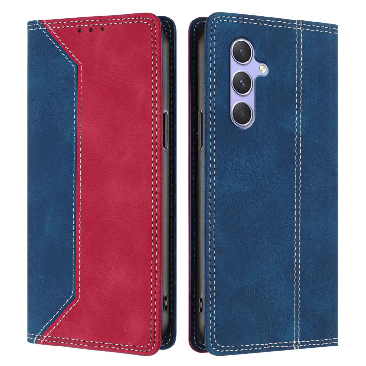 For Galaxy A54 5G Skin Feel Two-tone RFID Blocking Vegan Leather Phone Case