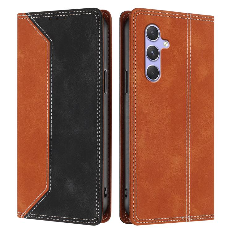 For Galaxy A54 5G Skin Feel Two-tone RFID Blocking Vegan Leather Phone Case