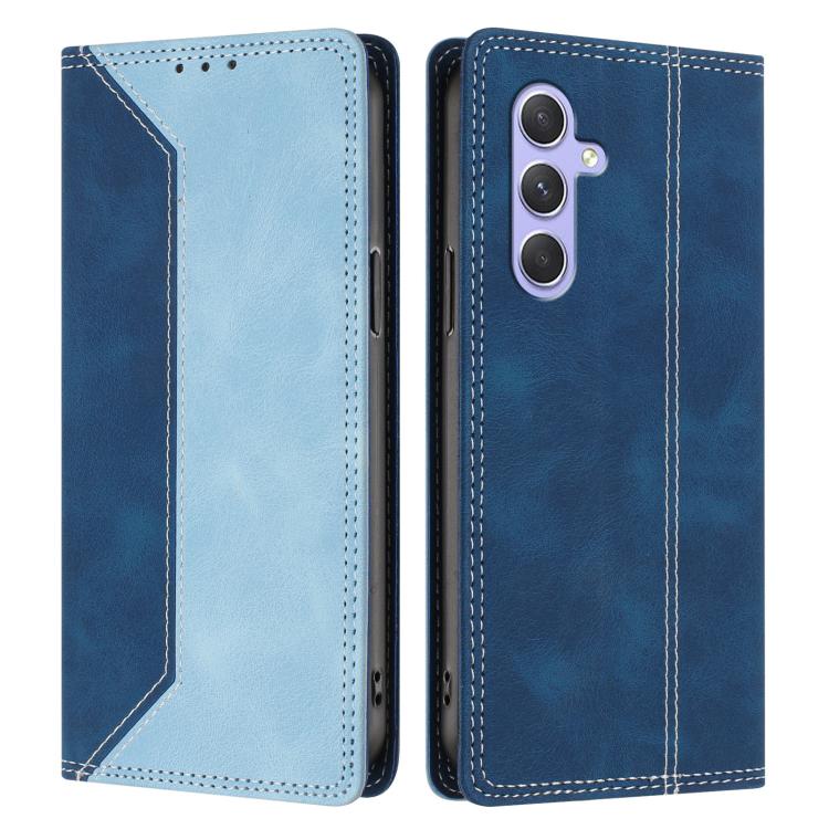 For Galaxy A55 5G Skin Feel Two-tone RFID Blocking Vegan Leather Phone Case