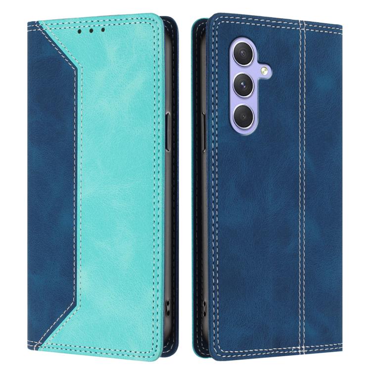 For Galaxy A55 5G Skin Feel Two-tone RFID Blocking Vegan Leather Phone Case