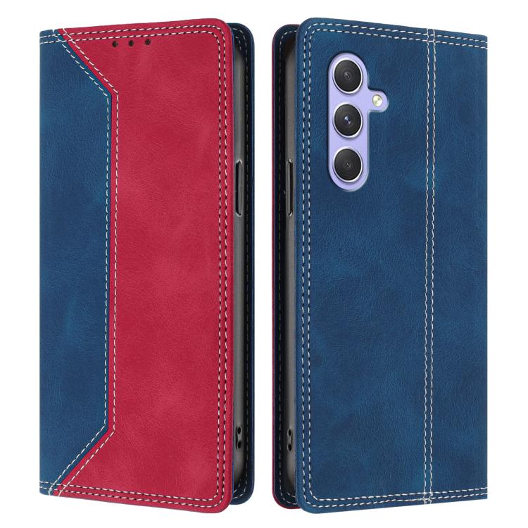 For Galaxy A55 5G Skin Feel Two-tone RFID Blocking Vegan Leather Phone Case