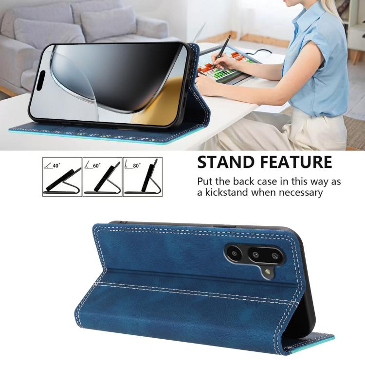 For Galaxy F16 / M16 5G Skin Feel Two-tone RFID Blocking Vegan Leather Phone Case