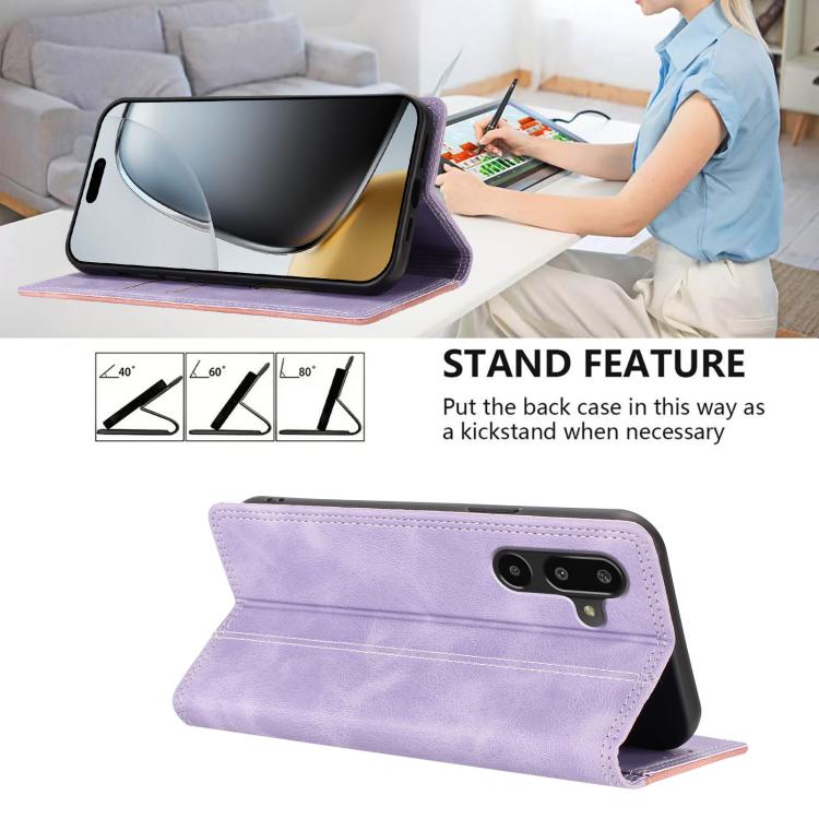 For Galaxy F16 / M16 5G Skin Feel Two-tone RFID Blocking Vegan Leather Phone Case