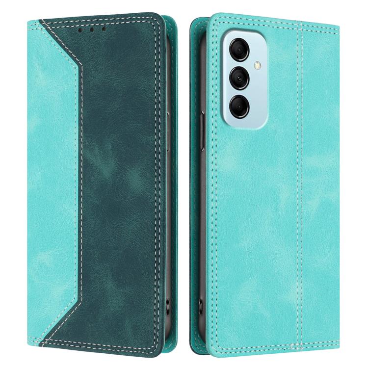 For Galaxy M14 5G Skin Feel Two-tone RFID Blocking Vegan Leather Phone Case