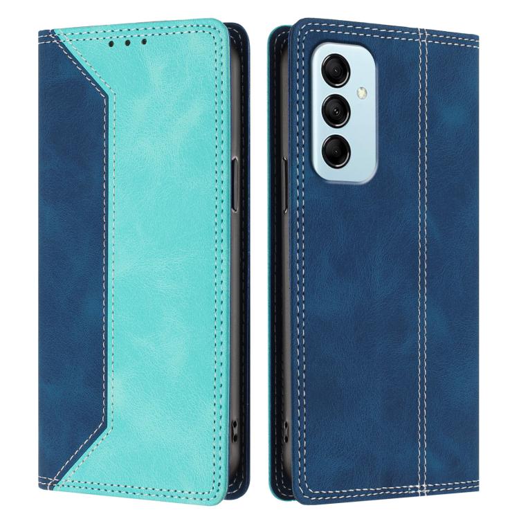 For Galaxy M14 5G Skin Feel Two-tone RFID Blocking Vegan Leather Phone Case
