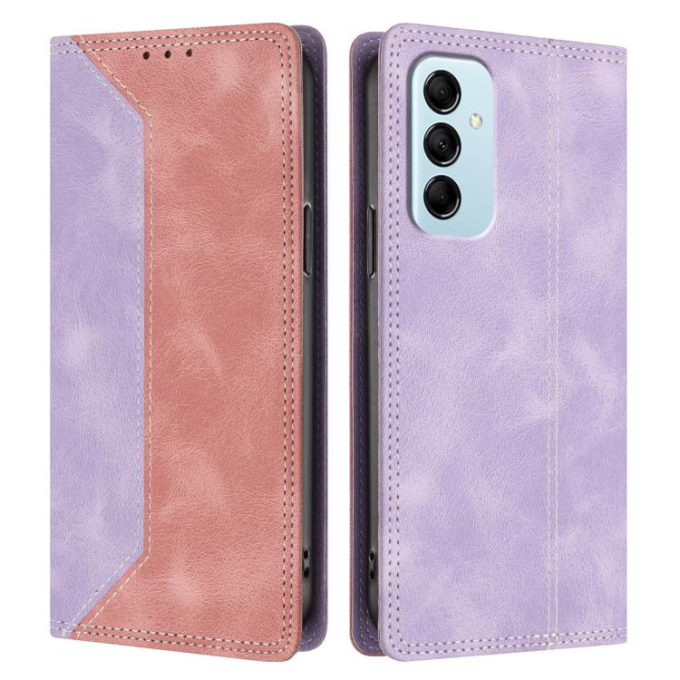 For Galaxy M14 5G Skin Feel Two-tone RFID Blocking Vegan Leather Phone Case