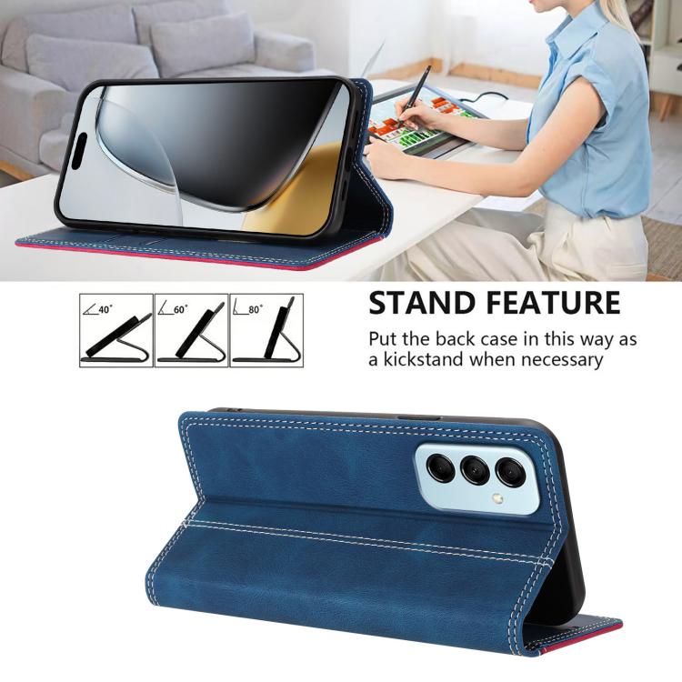 For Galaxy M14 5G Skin Feel Two-tone RFID Blocking Vegan Leather Phone Case