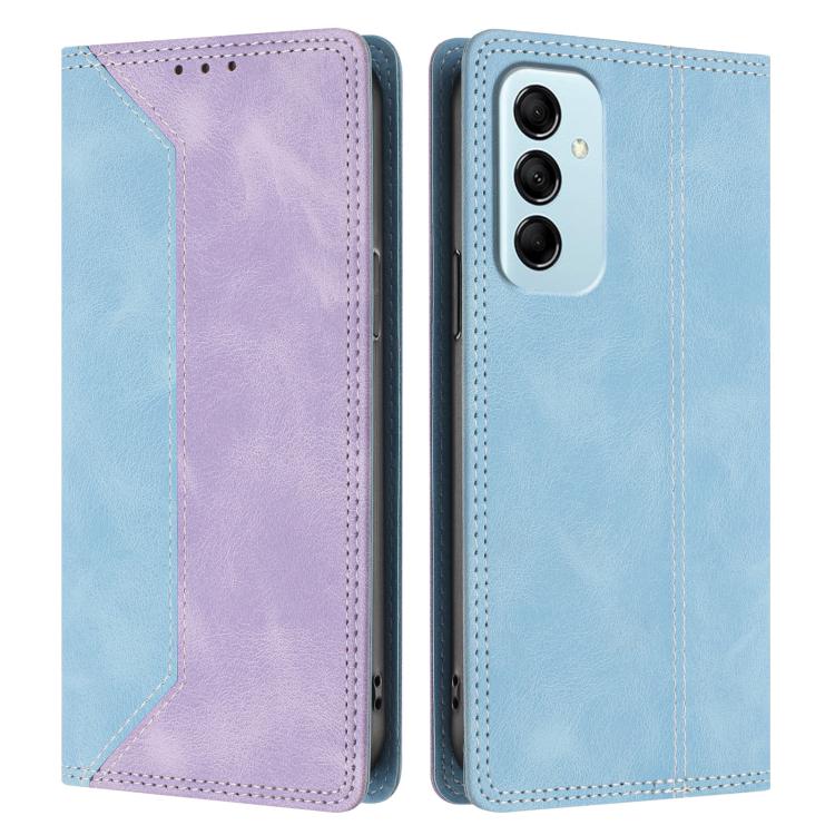 For Galaxy M14 5G Skin Feel Two-tone RFID Blocking Vegan Leather Phone Case