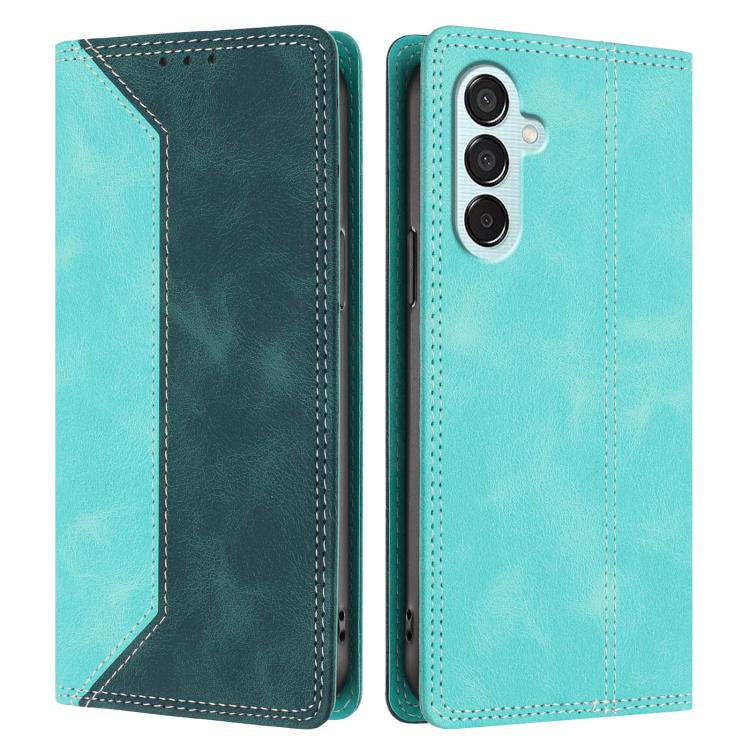 For Galaxy M15 5G Skin Feel Two-tone RFID Blocking Vegan Leather Phone Case