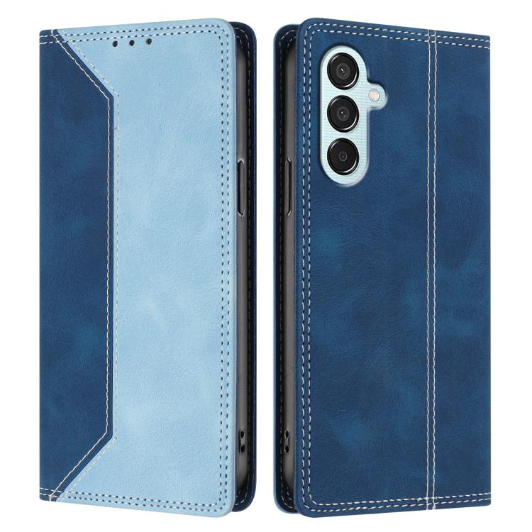 For Galaxy M15 5G Skin Feel Two-tone RFID Blocking Vegan Leather Phone Case