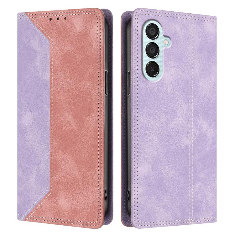 For Galaxy M15 5G Skin Feel Two-tone RFID Blocking Vegan Leather Phone Case