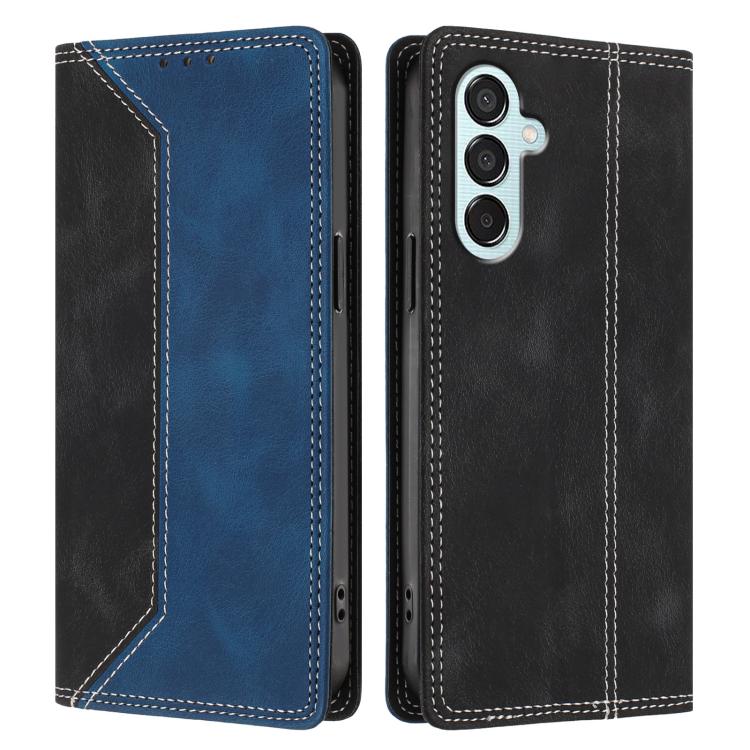 For Galaxy M15 5G Skin Feel Two-tone RFID Blocking Vegan Leather Phone Case