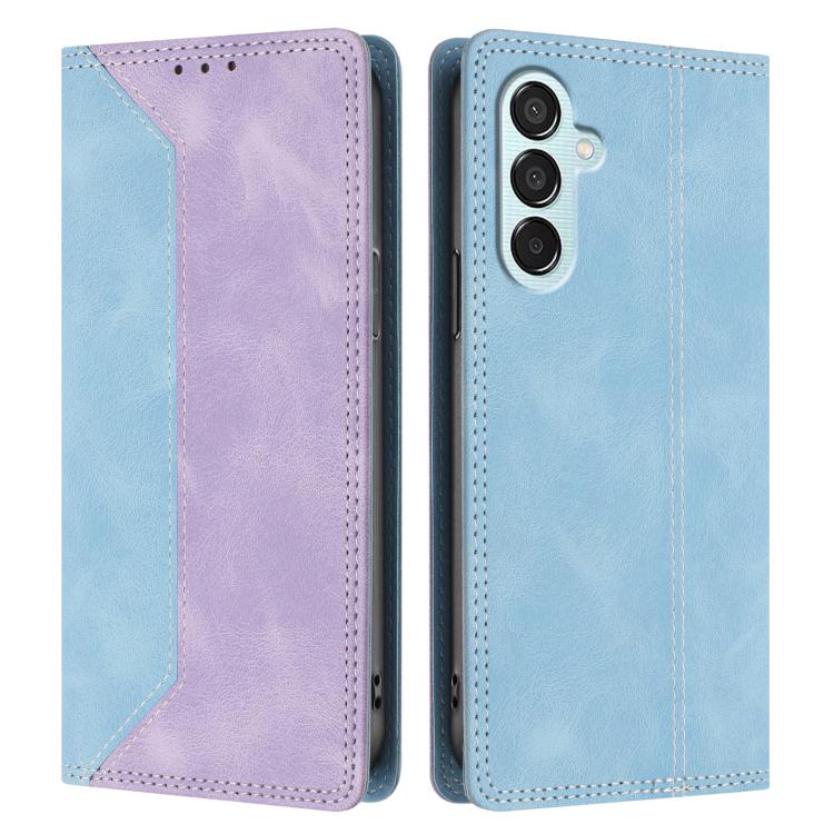 For Galaxy M15 5G Skin Feel Two-tone RFID Blocking Vegan Leather Phone Case