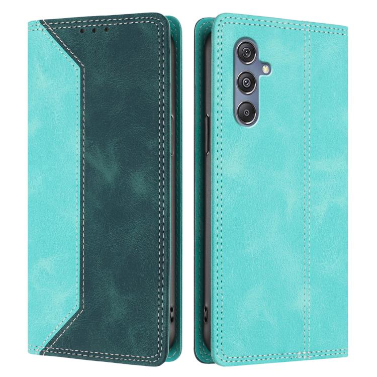 For Galaxy M35 5G Skin Feel Two-tone RFID Blocking Vegan Leather Phone Case