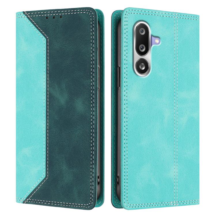 For Galaxy M36 5G Skin Feel Two-tone RFID Blocking Vegan Leather Phone Case