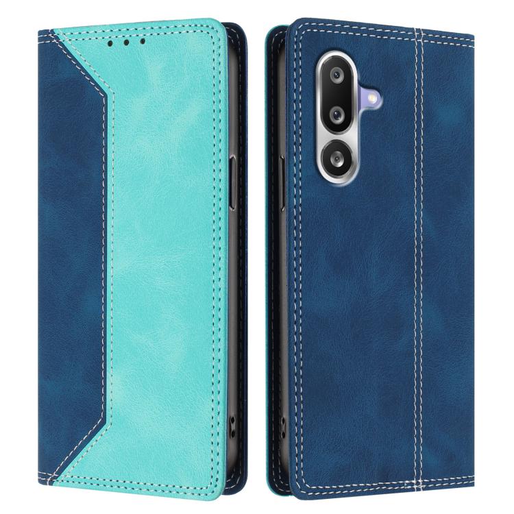 For Galaxy M36 5G Skin Feel Two-tone RFID Blocking Vegan Leather Phone Case