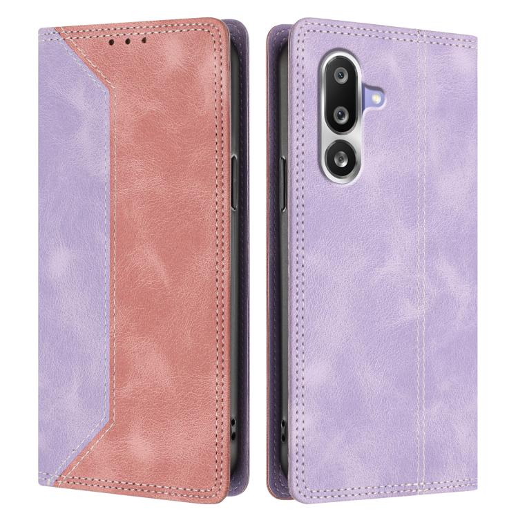 For Galaxy M36 5G Skin Feel Two-tone RFID Blocking Vegan Leather Phone Case