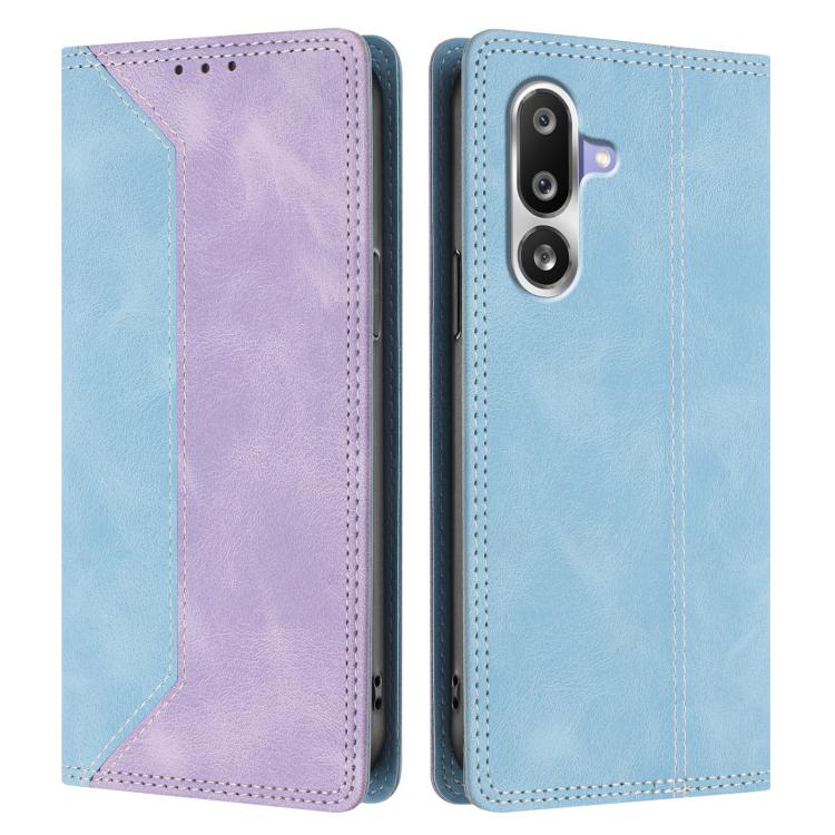 For Galaxy M36 5G Skin Feel Two-tone RFID Blocking Vegan Leather Phone Case