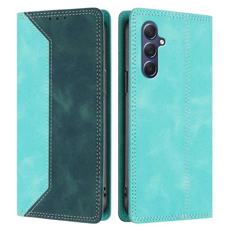 For Galaxy M54 / F54 5G Skin Feel Two-tone RFID Blocking Vegan Leather Phone Case