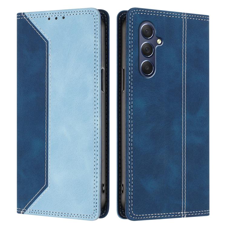For Galaxy M54 / F54 5G Skin Feel Two-tone RFID Blocking Vegan Leather Phone Case