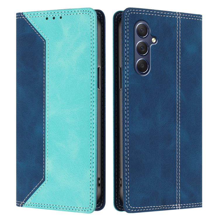 For Galaxy M54 / F54 5G Skin Feel Two-tone RFID Blocking Vegan Leather Phone Case