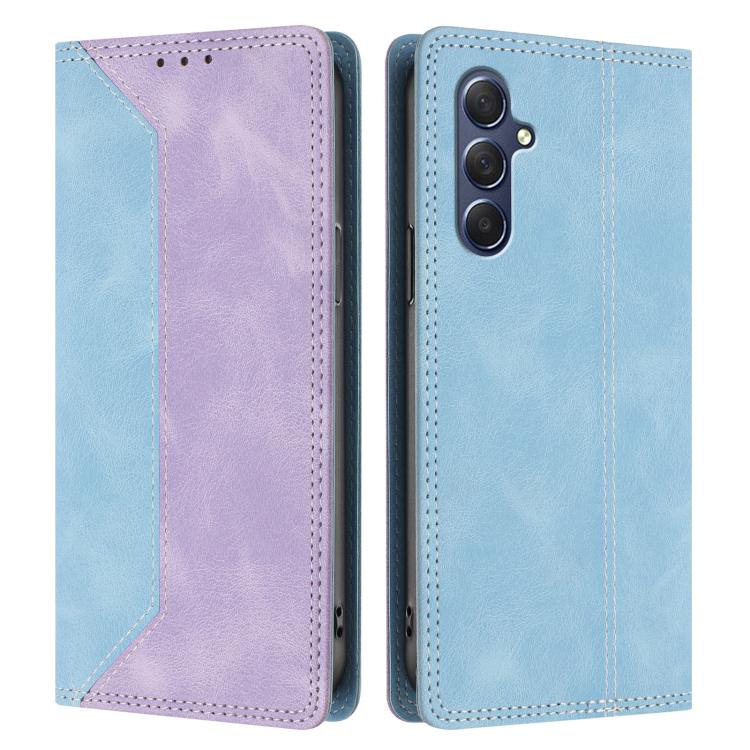 For Galaxy M54 / F54 5G Skin Feel Two-tone RFID Blocking Vegan Leather Phone Case