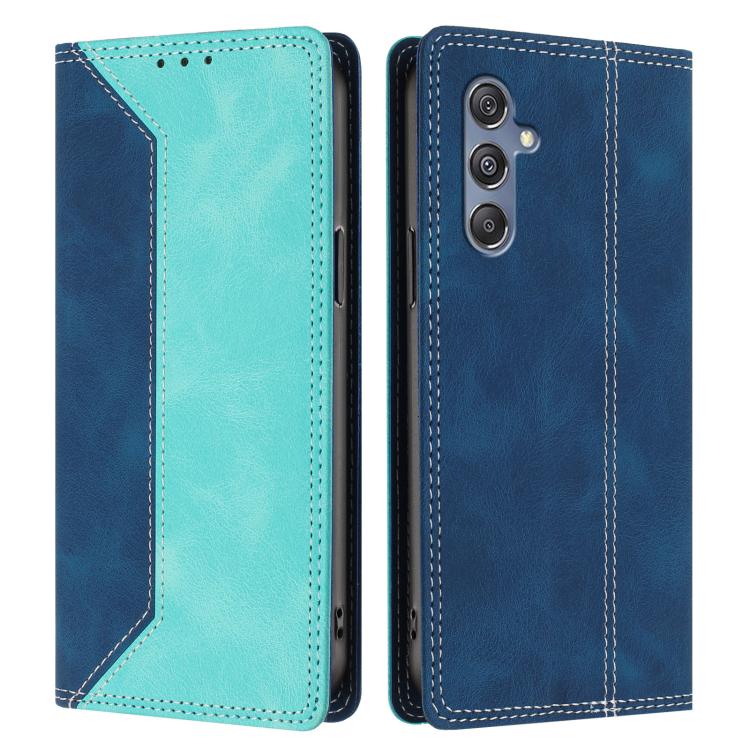 For Galaxy M55 5G Skin Feel Two-tone RFID Blocking Vegan Leather Phone Case
