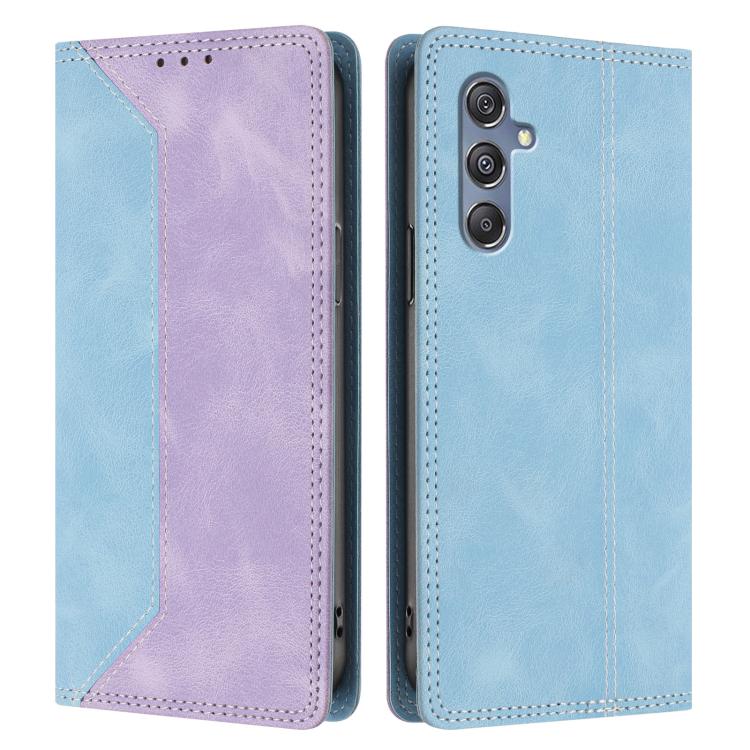 For Galaxy M55 5G Skin Feel Two-tone RFID Blocking Vegan Leather Phone Case