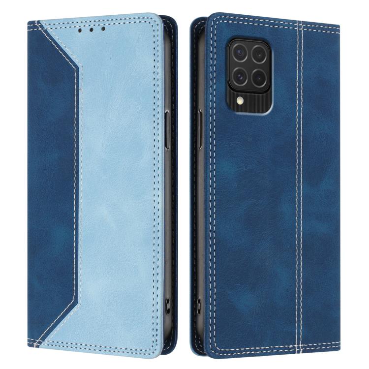 For Galaxy M62 / F62 5G Skin Feel Two-tone RFID Blocking Vegan Leather Phone Case