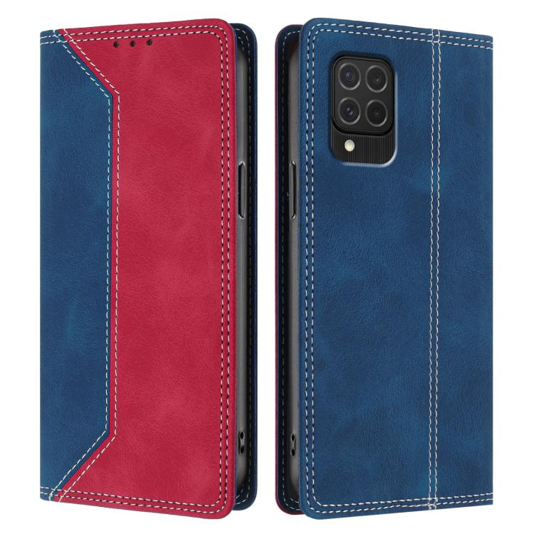 For Galaxy M62 / F62 5G Skin Feel Two-tone RFID Blocking Vegan Leather Phone Case