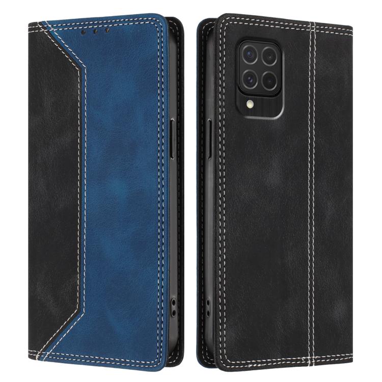 For Galaxy M62 / F62 5G Skin Feel Two-tone RFID Blocking Vegan Leather Phone Case