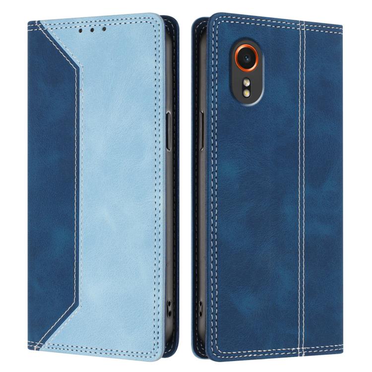 For Galaxy Xcover7 Skin Feel Two-tone RFID Blocking Vegan Leather Phone Case