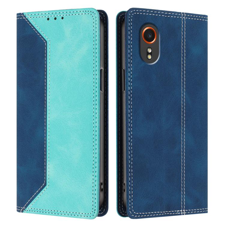 For Galaxy Xcover7 Skin Feel Two-tone RFID Blocking Vegan Leather Phone Case