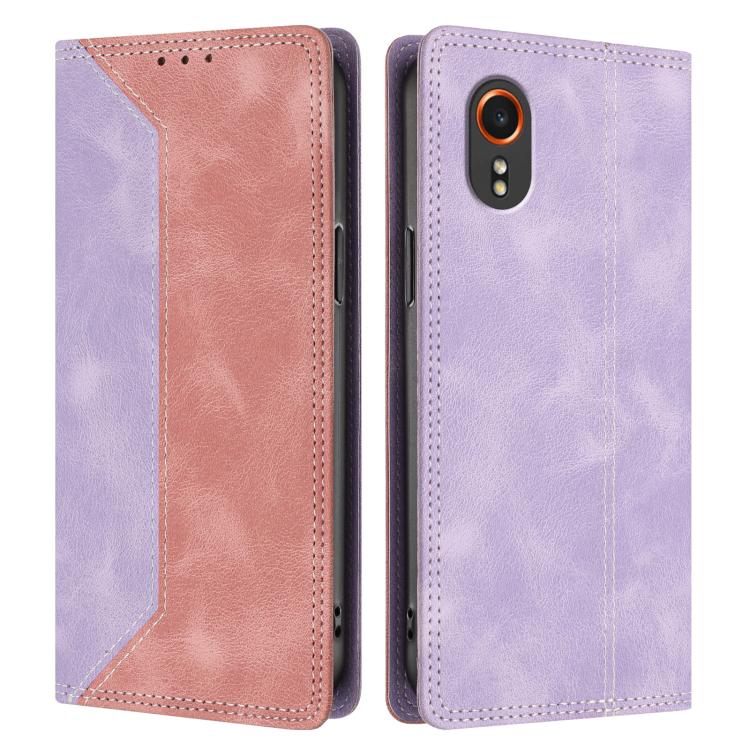 For Galaxy Xcover7 Skin Feel Two-tone RFID Blocking Vegan Leather Phone Case