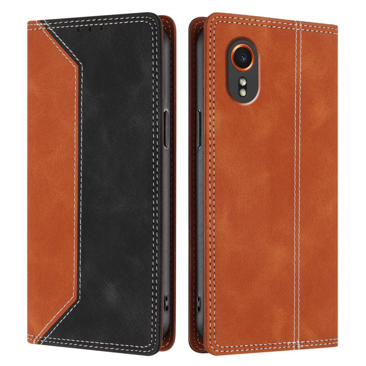 For Galaxy Xcover7 Skin Feel Two-tone RFID Blocking Vegan Leather Phone Case