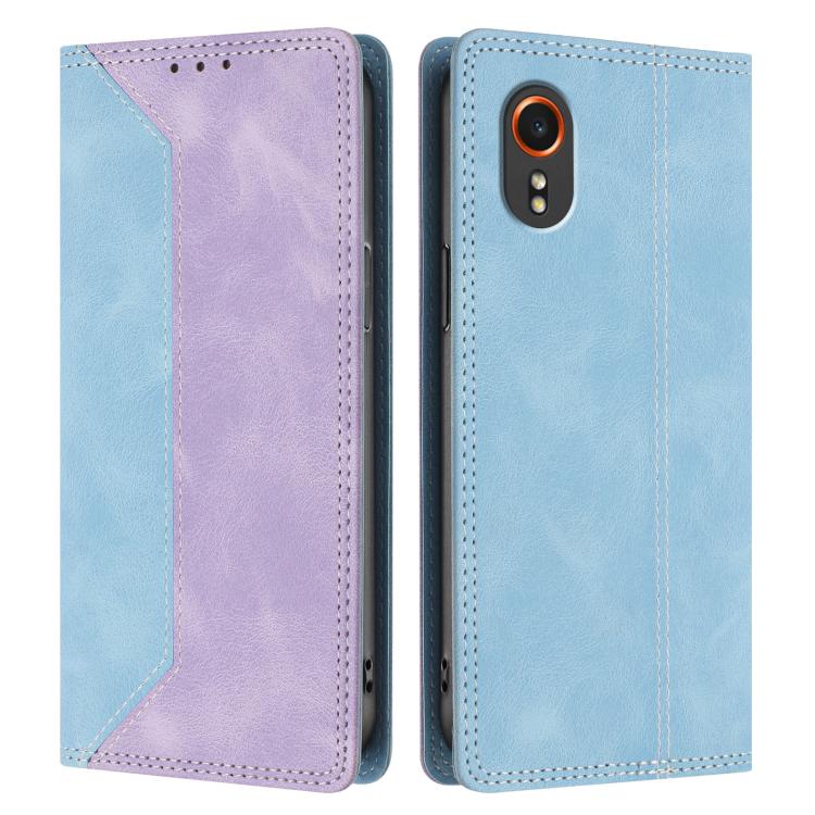 For Galaxy Xcover7 Skin Feel Two-tone RFID Blocking Vegan Leather Phone Case